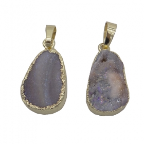 1pcs Natural Quartz Druzy drop Pendants agate with Brass