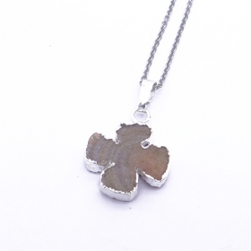 1pcs Natural Quartz Druzy flower pendant with silver edge