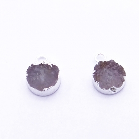 10pcs natrual quartz druzy around pendant Charm with silver edge