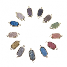 10pcs Crystal drusy mix colors connectors in gold edge