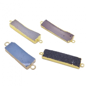 1pcs gold edge natural agate crystal connector bar Mix color