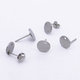 100PCS Stainless Steel Earring Bezel Dot Earrings Circle post