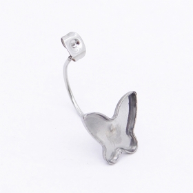 100PCS stainless steel butterfly shape bezel earring setting