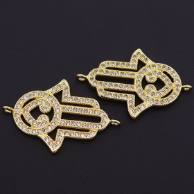 10pcs Gold plated brass with Zircon Hand Connector Pendant