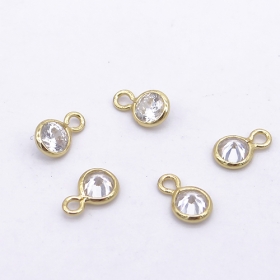 Gold plated Brass with Zircon Charm for Jewellery Making