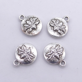 100pcs Silver tone Lutos Flower Pendant Charm zinc alloy