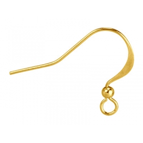 100pcs steel earwire with ball sheperd hook gold plated