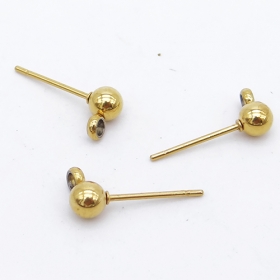 100pcs Steel 304 Earring ball stud in gold vacuum plated