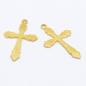 10pcs steel 304 36x11mm cross charm in gold vacuum plated