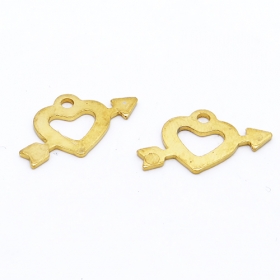 10pcs steel arrow heart charm in gold vacuum plated