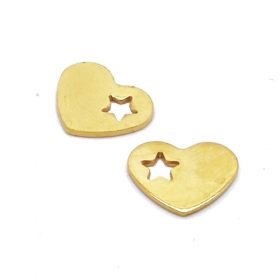 10pcs finding charm steel 304 heart charm in gold vacuum plated
