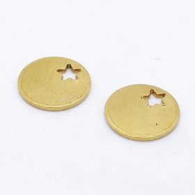 10pcs round cicle charm in gold vacuum plated Stainless steel