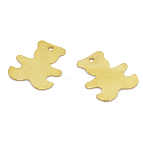 10pcs Stainless steel 304 bear charm in gold vacuum plated
