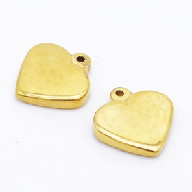 10pcs steel 304 heart pendant charm in gold vacuum plated