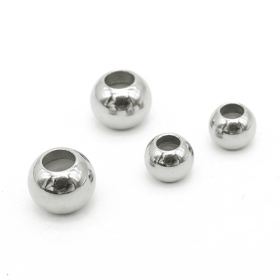 100pcs round bead with rubber insert in stainless steel
