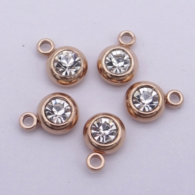 10pcs 6mm stainless steel pendant with 4mm cubic zirconia RG