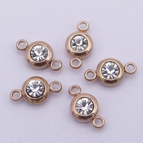 10pcs 6mm stainless steel connector with 4mm cubic zirconia