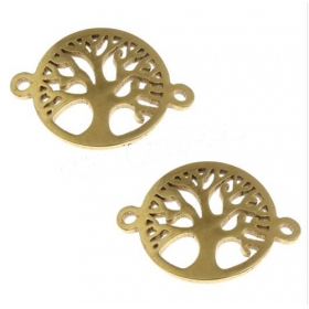 10pcs/lot Stainless Steel Connector Tree plated gold color