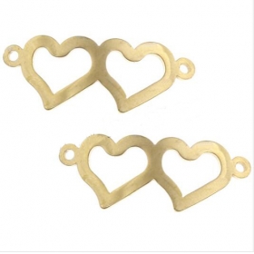 10pcs/lot Stainless Steel Connector Heart gold color
