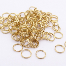 100pcs/lot stainless steel split rings 9mm gold vacuum plated