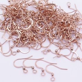100pcs/lot Steel earwire with ball sheperd hook rosegold plated