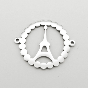 10pcs/lot stainless steel charms Eiffel Tower round connector