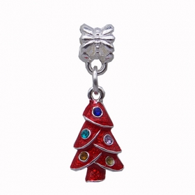 25pcs/lot Christmas tree charm emamel hanging alloy bead