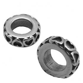 10pcs/lot stainless steel large hole beads donut blacken heart