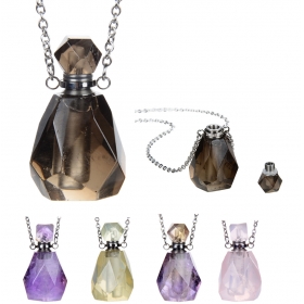 Natural Gems faceted stone Perfume Bottle Chakra Necklace