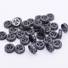10pcs/lot black color paved zircon spacer bead rondelle bead