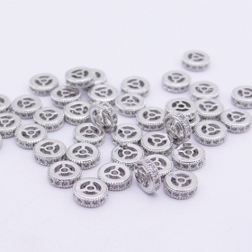 10pcs/lot silver color paved zircon spacer bead rondelle bead
