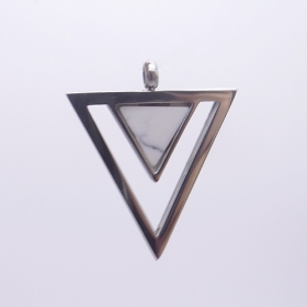 5pcs/lots triangle pendants with howlite stainless steel