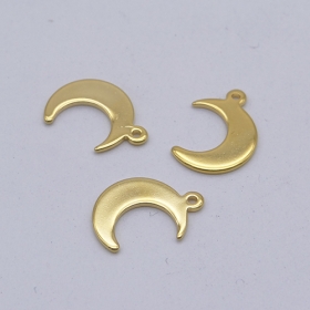 100pcs/lot stainless steel moon pendant in gold vacum