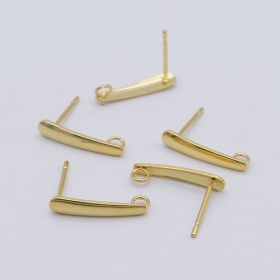 100pcs/lot stainless steel earpost with ring in gold vacum