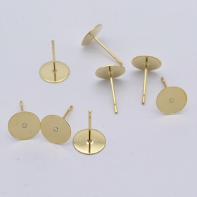 100pcs/lot stainless steel earring findings in gold vacum