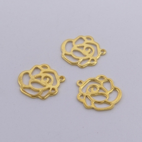 100pcs/lot stainless steel rose charms in gold vacum