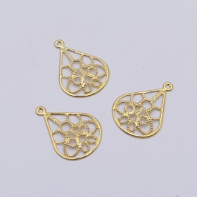 100pcs/lot stainless steel drop charms, with loop in gold vacum