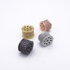 10pcs mix color copper pave zircon hollow cylinder beads