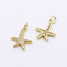 10pcs copper start charm pave zircon with loop