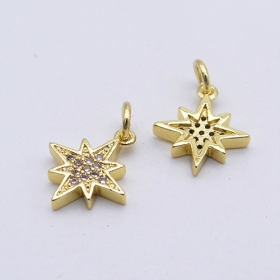 10pcs copper anise start charm pave zircon with loop