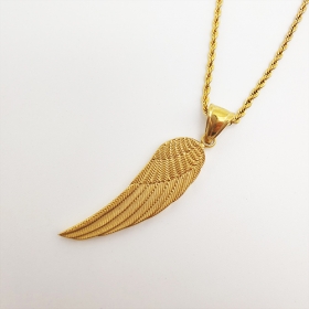 5PCS 40x12mm Stainless Steel angle wing pendant in gold vacum