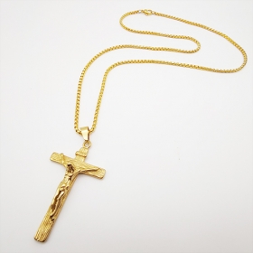 5PCS Stainless Steel Christian cross pendants in gold vacum