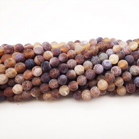 Crackle Agate Beads Strands, Frosted, Dyed, Round,Burnt orange