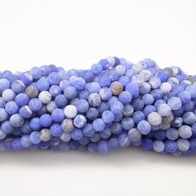 Crackle Agate Beads Strands, Frosted, Dyed, Round,Royal Bule