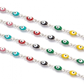 6mm Stainless Steel Evil Eye Chain, Vacuum Plated Gold